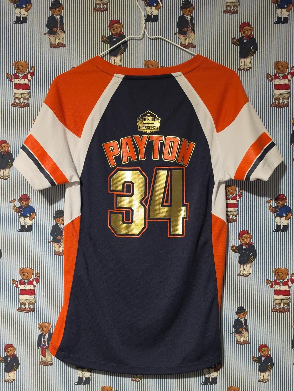 Payton Bears Hall Of Fame Football Jersey Orange Navy Gold Womens Medium